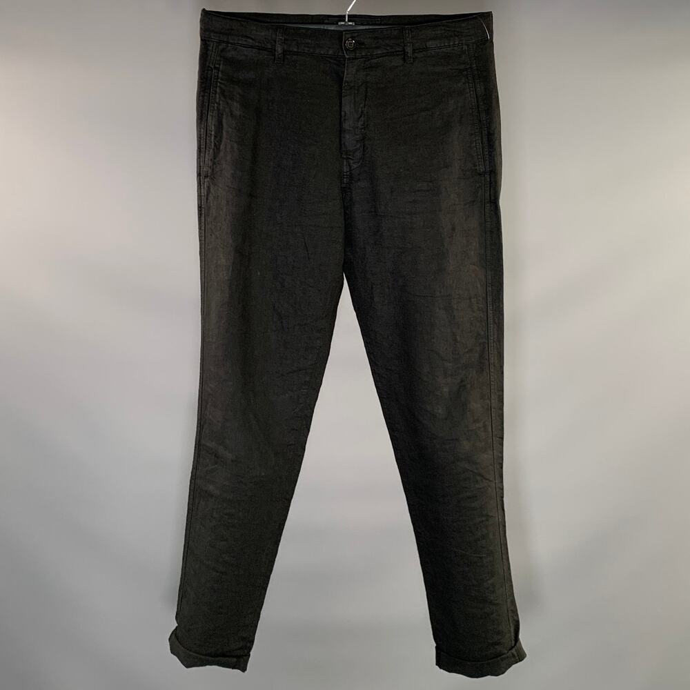 ASPESI Size 32 Black Linen Straight leg Casual Pants